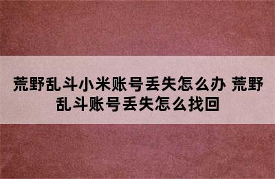 荒野乱斗小米账号丢失怎么办 荒野乱斗账号丢失怎么找回